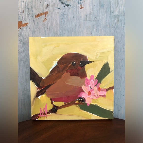 Original oil painting of sweet little Dipper Bird on A-grade composite wood - Picture 7 of 10